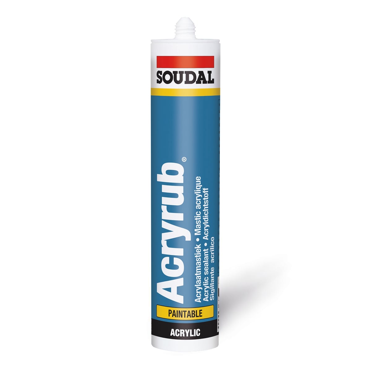 Masilla pintable ACRYRUB de la marca SOUDAL